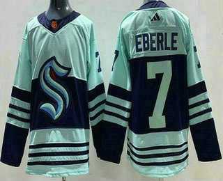 Mens Seattle Kraken #7 Jordan Eberle Light Green 2022 Reverse Retro Authentic Jersey->seattle kraken->NHL Jersey